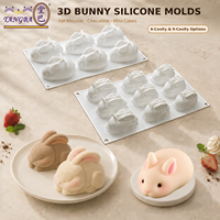 Moule en silicone 3D Lapin Tangba pour gâteau mousse, dessert en forme de lapin, outil de cuisson pour pudding, qualité alimentaire, pâtisserie DIY de Pâques