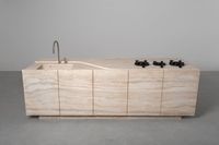 Comptoir de cuisine en travertin romain de luxe moderne YUSHI, îlot en pierre naturelle Wabi-sabi pour projets de design haut de gamme