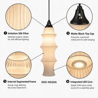 Lampe suspendue en tissu imitation soie motif bambou, en fer noir, pour escalier, chambre, restaurant, style Wabi Sabi, intérieur