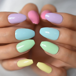 <span class=keywords><strong>Uñas</strong></span> Postizas Brillantes de Colores Mixtos, Diseño Corto Tipo Ataúd, <span class=keywords><strong>Uñas</strong></span> Acrílicas <span class=keywords><strong>para</strong></span> Manicura DIY de Salón, Estilo Simple - Product Image 2