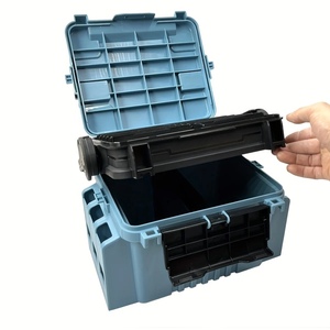 1pc Multifunctional Fishing Lure Suitcase, Solid Color Lockable Fishing <b>Gear</b> <b>Box</b> Storage <b>Box</b> - Product Image 5