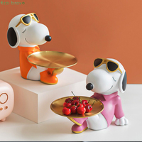 Huisdecoratie Moderne Dieren Puppy Hond Hars Sculptuur Decoratie Hond Standbeeld Opslag Dienblad Fruit En Snoep Dozen Hars Handwerk