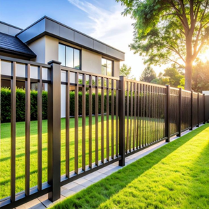 Barrière de sécurité en alliage d'aluminium recouvert de PVC, clôture extérieure en bois traité thermiquement pour villa de luxe, cour privée - Product Image 2