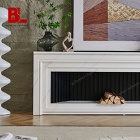 Meuble TV en marbre 391S en promotion, style moderne pour salon, unité TV en MDF avec cheminée intégrée