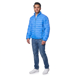Blouson matelassé pour homme sur mesure de haute qualité, col montant en toile, logo frontal, style formel tendance, vente en gros pour l'hiver - Product Image 1