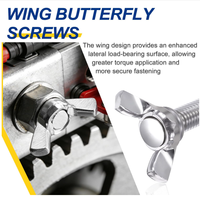 Vis à oreilles papillon en acier inoxydable 304, argentées, à serrage manuel, pour fixation de machines et équipements