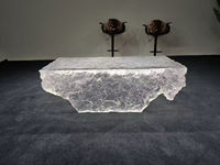 Table de salle à manger en verre et résine cristalline, table basse tendance, mobilier de la marque Amina Craft Factory Direct Sales
