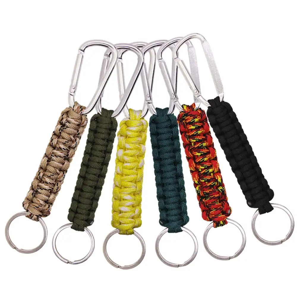 MU diferentes colores Paracord llavero mosquetón trenzado cordón llavero para supervivencia al aire libre Camping senderismo pesca