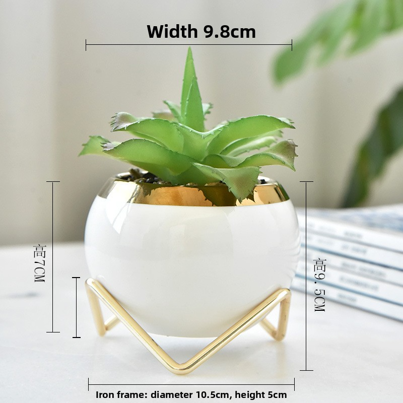 White flower pot iron frame (without plants)
