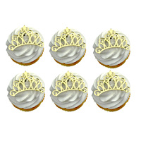 6-teiliges Set Spiegel-Gold Acryl-Krone Geburtstags-Cupcake-Topper Wiederverwendbare Kuchendekoration