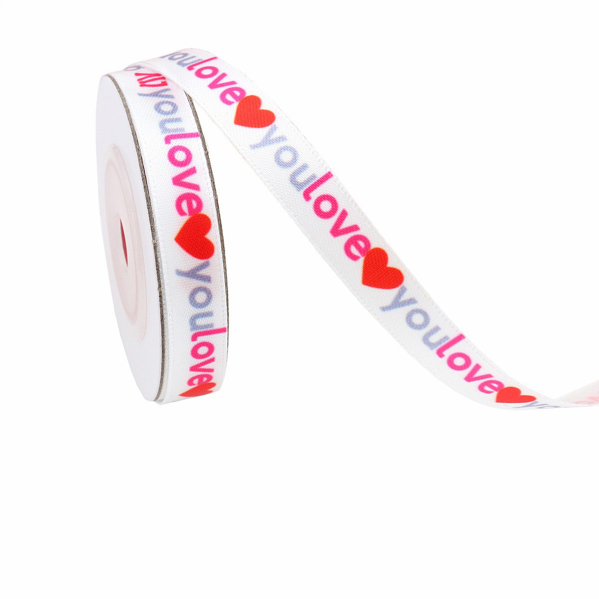 Texte blanc « je t'aime » et cœurs-1 cm x 10 mètres.