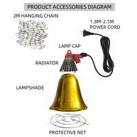 Fabricants, vente en gros alimentation de ferme, pépinière, lampe chauffante étanche à gradation en continu 250w 175w, couverture de lampe chauffante pour volaille