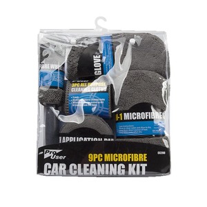 Kit de limpieza de autos Yiju de 9 piezas con microfibra, esponja, cepillo, toalla y guantes para lavado y detallado de autos - Product Image 2