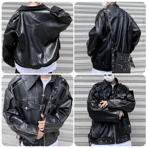Veste en cuir rembourrée blanche à épaules courtes pour <span class=keywords><strong>sens</strong></span> du plancton pour hommes Niche Design Deconstructed American Biker Jacket - Product Image 4