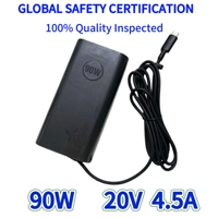 Adaptateur d'alimentation pour ordinateur portable 90W en TPE ignifuge avec protection OTP/OVP, écologique, ports Type-C et DC, compatible 19.5V 4.62A et 20V 4.5A