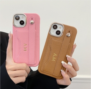 Cá Nhân Da Chính Hãng Trường Hợp Điện Thoại Với Tên Và Chủ Thẻ Bìa Với Vòng Tay Iphone 15 14 13 12 Pro Max 15 Cộng Với 11 - Product Image 1