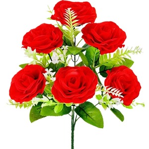 Fiori Artificiali in Seta, 6 Teste di Rosa 'Happiness' - Decorazione per Soggiorno, Tavolo da Pranzo, Giardino e Foresta, Vendita all'Ingrosso dalla Cina - Product Image 5