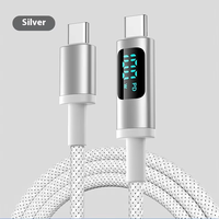 Cable PD de carga rápida Dual tipo C de 100W, chaqueta de nailon, datos de visualización para Apple 15, iPad, portátil, compatible con auriculares 5A para cámaras