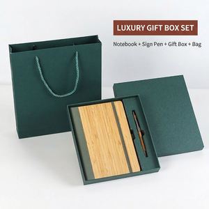 Custom Green Business Diary Pen Gift Set Black Eco-Friendly A5 Bamboo Wooden Recyclable Paper <b>Cover</b> Back School Graduation - Product Image 3