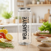 Source Factory Boîte de liquide en plastique transparent de qualité alimentaire de 500ml avec couvercle facile à tirer/déchirer, prenant en charge la personnalisation personnalisée