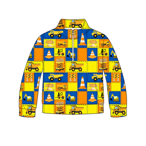 Preorder Kids Boys <b>Construction</b> Vehicles Printed Shirts Casual Autumn Winter Stand Collar Zipper Pullover Tops - Product Image 6