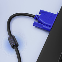 Câble VGA mâle-mâle 1080P HD avec double noyau de ferrite blindé anti-interférence pour moniteur, ordinateur portable, téléviseur, projecteur