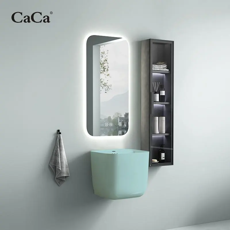 CaCa Sanitary Ware Modern Luxury Ceramic Porcelain Wall Mounted Wash Basin Bathroom Wall Hung Sink