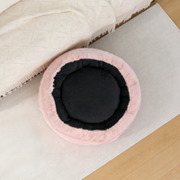 Lit pour chien Petopia, écologique, en fausse fourrure rose, motif uni, rond, pour soulager l'anxiété des chiens, personnalisable, toutes saisons