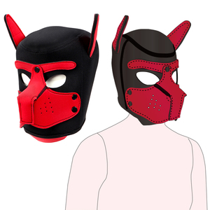 SM Restrian Dog Head Hood CBondage Leather Full Head Face Blinder Role Play Puppy Headgear MUQU MZ-005 Multi-Color - Product Image 6