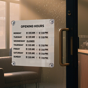 Tanda pengingat jam operasi toko dapat diganti dengan konten kreatif toko kaca pintu cangkir hisap bisnis pengingat tanda - Product Image 1