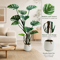 Plantes artificielles Monstera Deliciosa en plastique de 1,20 m pour la décoration DIY du sol à la maison, sur la véranda, dans le jardin, au bureau et au magasin