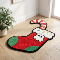 Tapis de bain en microfibre douce et absorbante, design OEM, forme de Noël, décoratif, irrégulier, tufté à la machine, idéal pour un cadeau