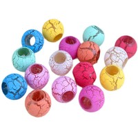 Lingxing 1 sac de perles tendance et populaires, peintes effet craquelé, à gros trous de 12 mm, pour la création de bijoux éducatifs pour enfants, lacets et accessoires