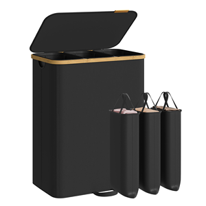 Wholesale Household <b>Foldable</b> Storage Fabric Hamper <b>Laundry</b> <b>Basket</b> Bamboo <b>Laundry</b> Hamper With Lid - Product Image 1