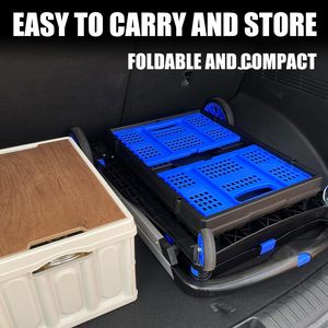 2-laags Inklapbare Winkelwagen Twee-Laags Vouwwagen Met Kratten, Meervoudig Gebruikswagen Verstelbare Draagbare <span class=keywords><strong>Trolley</strong></span> - Product Image 6