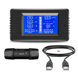 Analizador de potencia USB Peacefair, medidor de batería de energía de CC, 0-200V, 100A, 2M, capacidad de impedancia de descarga, amperímetro, 12V, sistemas