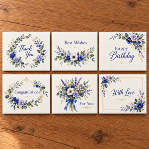 Surtido de Tarjetas de Felicitación con Flores Silvestres Azules y Moradas, Tarjetas de Notas en Blanco con Diseño Floral en Acuarela <span class=keywords><strong>para</strong></span> <span class=keywords><strong>Cumpleaños</strong></span>, Agradecimiento y <span class=keywords><strong>Felicitaciones</strong></span> - Product Image 3