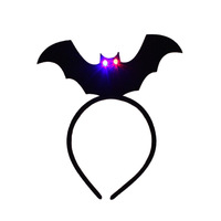 Serre-tête lumineux HLC Halloween en forme de chauve-souris, serre-tête noir lumineux en forme de chauve-souris, accessoire de costume effrayant pour fête ou spectacle sur scène