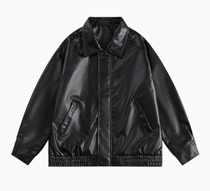 Chaqueta de cuero vintage para hombre con estampado de motocicleta, estilo oversize y diseño moderno - Product Image 4