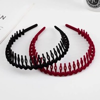 Serre-tête réglable en résine avec peigne intégré, noir mat, unisexe, taille unique, pour maquillage, sport et coiffure