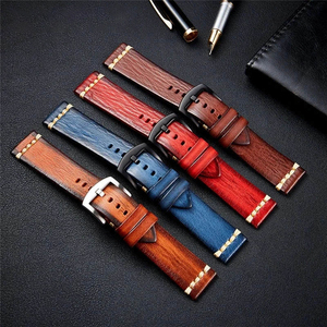 Correa de Reloj Inteligente de Cuero Genuino de Vaca, Estilo Retro Vintage, Color Rojo Marrón, de 18mm 24mm 20mm 22mm, con Liberación Rápida, para Apple y <span class=keywords><strong>Samsung</strong></span> - Product Image 6