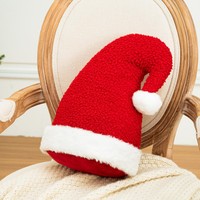 Coussin décoratif en forme de chapeau de Père Noël, en tissu polaire Sherpa doux, coussin en peluche en forme de chapeau de Noël, confortable, décoration de Noël 3D pour la maison, Chine