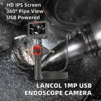 Endoscope USB 1MP, outil de diagnostic automatique à 4 voies et 360 degrés, caméra d'inspection de tuyaux à objectif unique de 6,2 mm, batterie, écran HD IPS