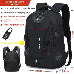 Heshi Ba lô máy tính xách tay chống nước dung tích lớn xu hướng thời trang Hàn Quốc cho nam học sinh trung học cơ sở phong cách Đại Học - Product Image 2