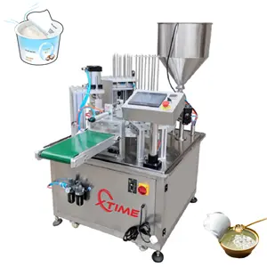 High effective fully automatic rotary yogurt cheese cup ice cream bowl cup filling sealing capping machine line