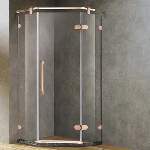 Diamond Shape Luxury Bathroom Three Side Shower Screen Hinge Frameless Tempered Glass Rain Shower Sliding Doors Enclosures