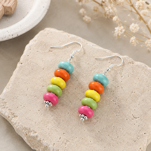 Pendientes Colgantes Hechos a Mano con Incrustaciones de Piedras Naturales, Aretes Decorados con Ágata Multicolor y Turquesa para Mujer, Suministro al por Mayor - Product Image 3