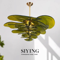Lustre en verre CHUSE Lilypad, luminaire suspendu artisanal inspiré des pétales, pour salle à manger, chambre à coucher ou décoration de plafond d'entrée