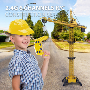 Jouet <span class=keywords><strong>de</strong></span> <span class=keywords><strong>grue</strong></span> à tour 6 canaux <span class=keywords><strong>de</strong></span> 36 pouces <span class=keywords><strong>de</strong></span> haut pour enfants Modèle <span class=keywords><strong>de</strong></span> <span class=keywords><strong>grue</strong></span> <span class=keywords><strong>de</strong></span> construction télécommandée 2.4GHz avec casque <span class=keywords><strong>de</strong></span> sécurité Jeu <span class=keywords><strong>de</strong></span> construction intérieur - Product Image 2