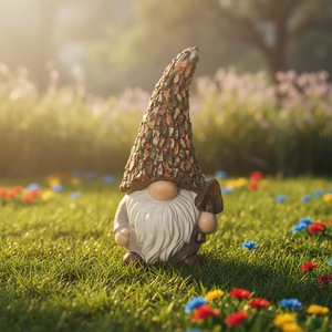 تماثيل قزم الحديقة بقبعة على شكل كوز الصنوبر - تماثيل قزم مخصصة من الراتنج مع مجرفة مقاومة للعوامل الجوية 25×12×12 سم للديكور الداخلي والخارجي - Product Image 5